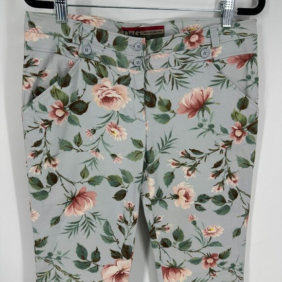 Dolce & Gabbana Floral Print Slim Straight Leg Pants 44 / 8 Womens Vintage - Picture 6 of 12